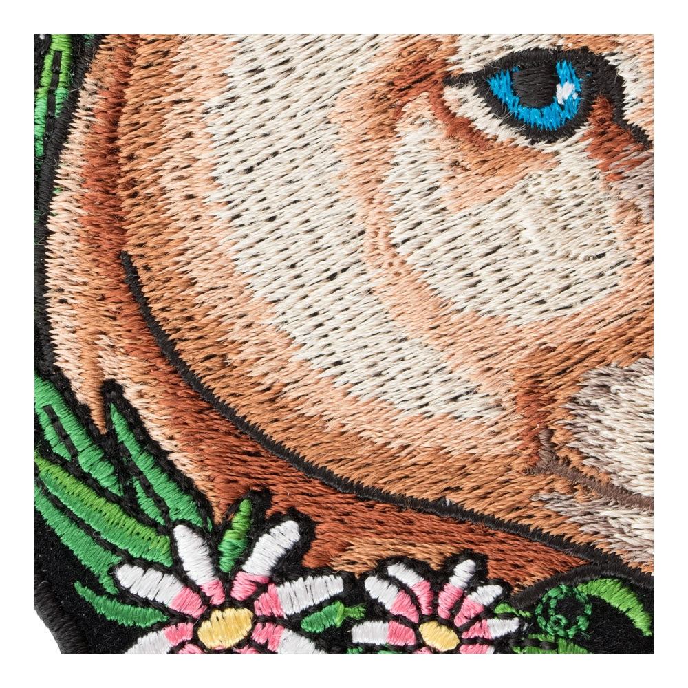 Flowered Purring Mountain Lion Patch, Small Size — detail view 1