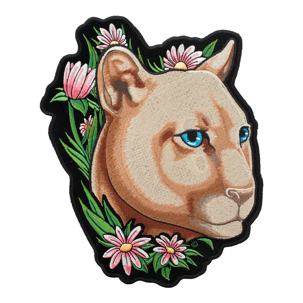 Flowered Purring Mountain Lion Patch, Large Size — product image