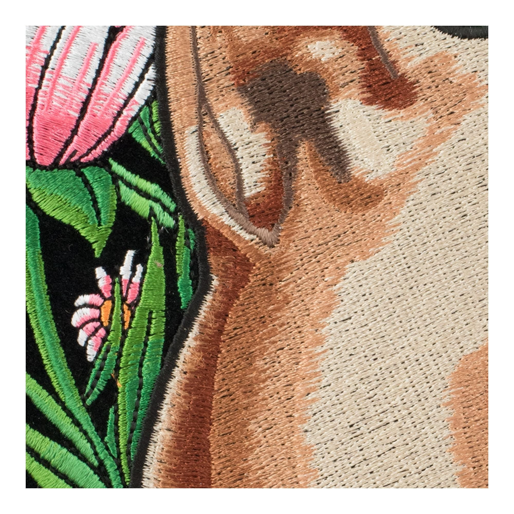 Flowered Purring Mountain Lion Patch, Large Size — detail view 2