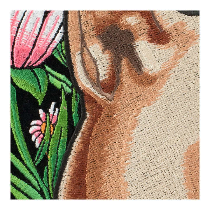 Flowered Purring Mountain Lion Patch, Large Size — detail view 2