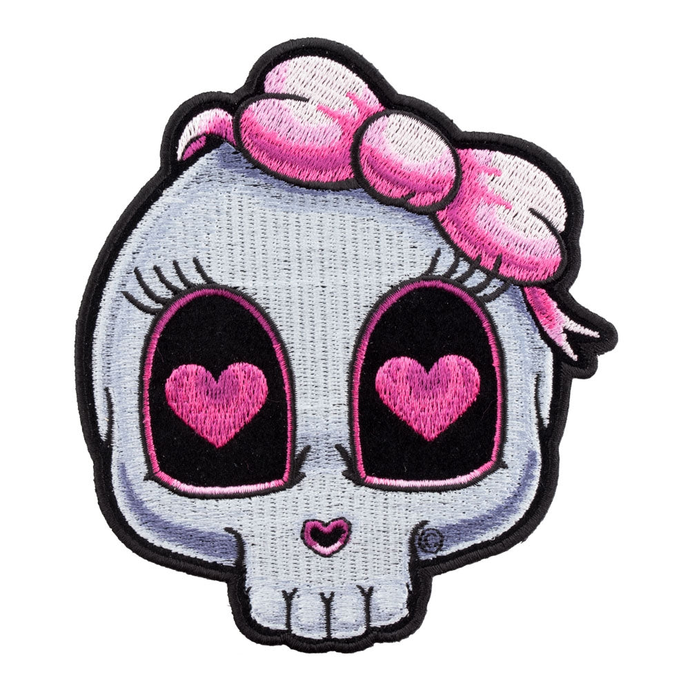 Love At First Sight Girly Skull Patch, Medium Size — product image