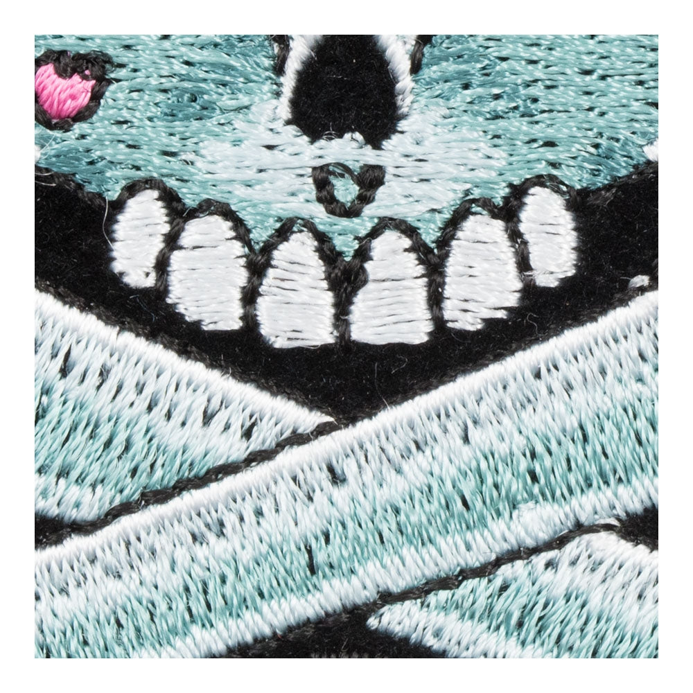 Pink Babydoll Pigtails Girly Skull Patch, Small Size — detail view 2