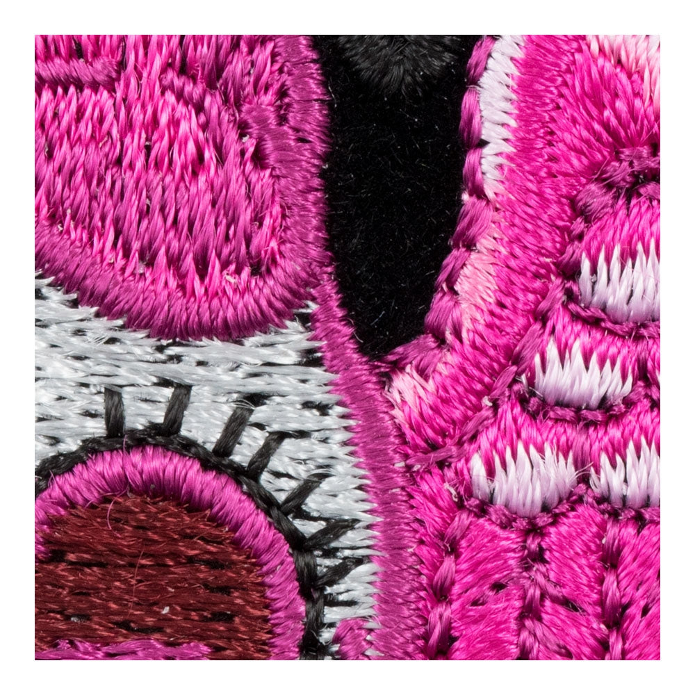 Pink Winged Girly Skull Patch, Small Size — detail view 1