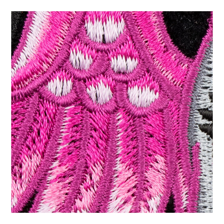Pink Winged Girly Skull Patch, Medium Size — detail view 1