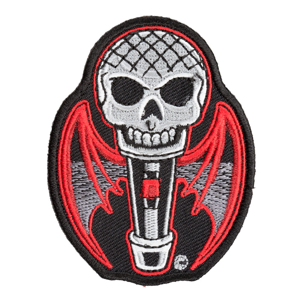 Count Mic-cula Skull & Bat Wings Patch, Microphone Patches — product image