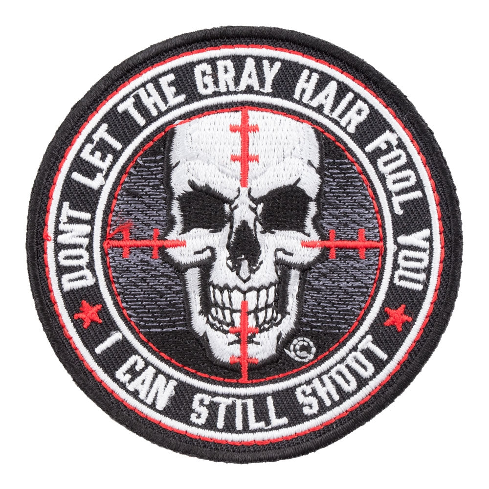 Don't Let Gray Hair Fool You Skull Patch, Guns & Weapons Patches — product image