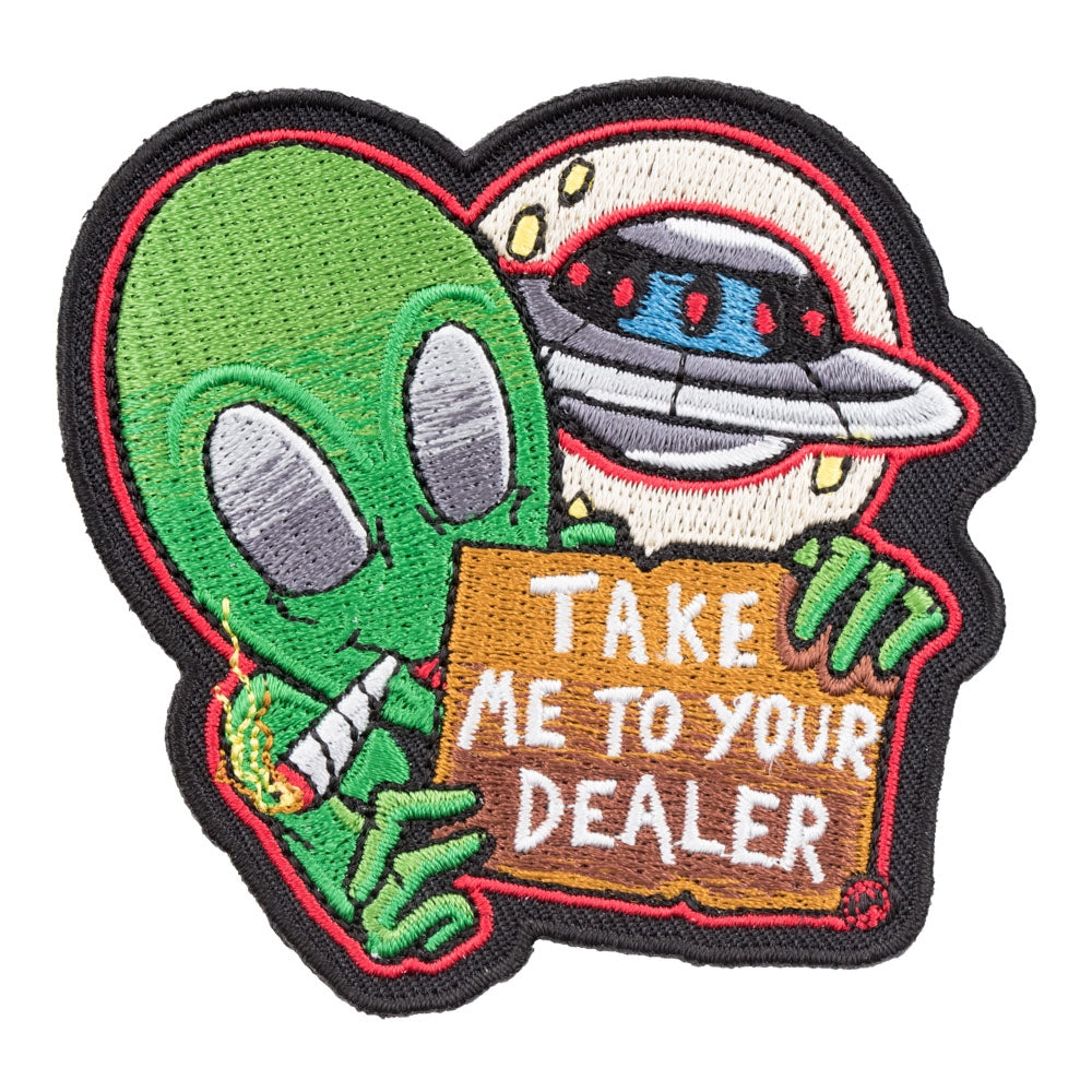 Take Me To Your Dealer Pot Smoking Alien Patch, Alien Patches — product image