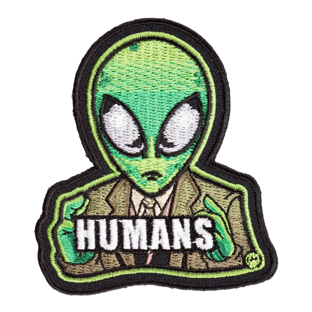 Green Alien In A Suit Patch, Fun Sci-Fi Alien Patches — product image