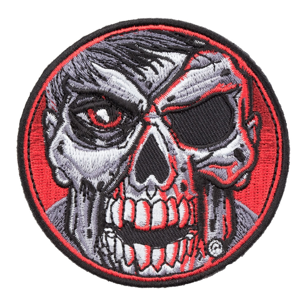 Red Subdued Zombie Portrait Patch, Scary Zombie Patches — product image