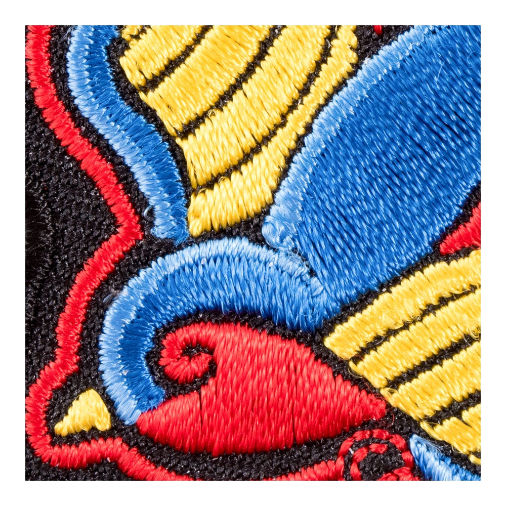Blue Sparrow Flying Left Tattoo Patch, Bird Patches — detail view 2