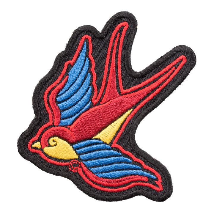 Red Sparrow Flying Left Tattoo Patch, Bird Patches — product image