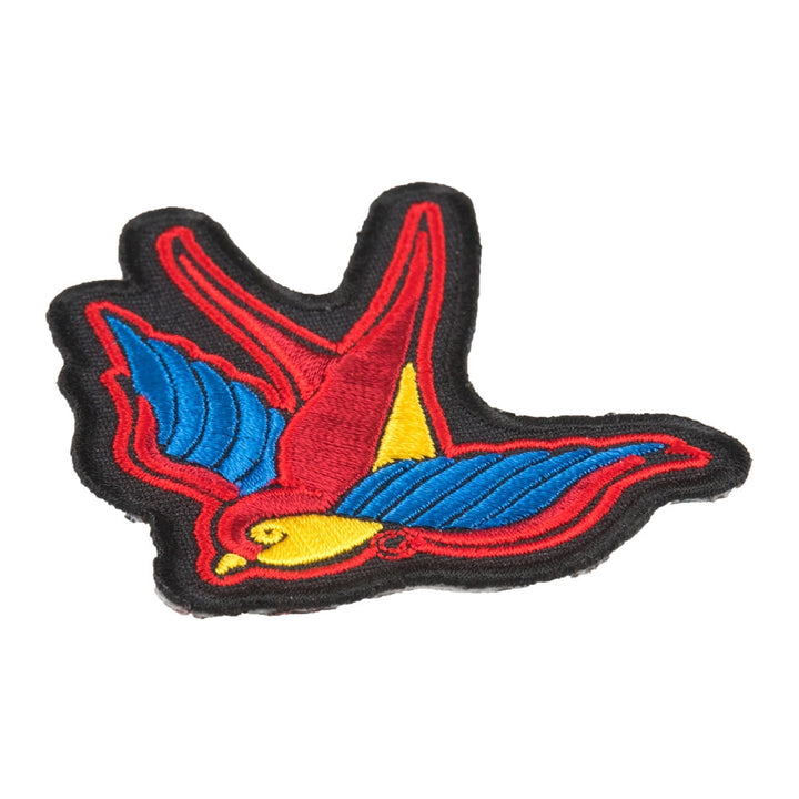 Red Sparrow Flying Left Tattoo Patch, Bird Patches — detail view 1
