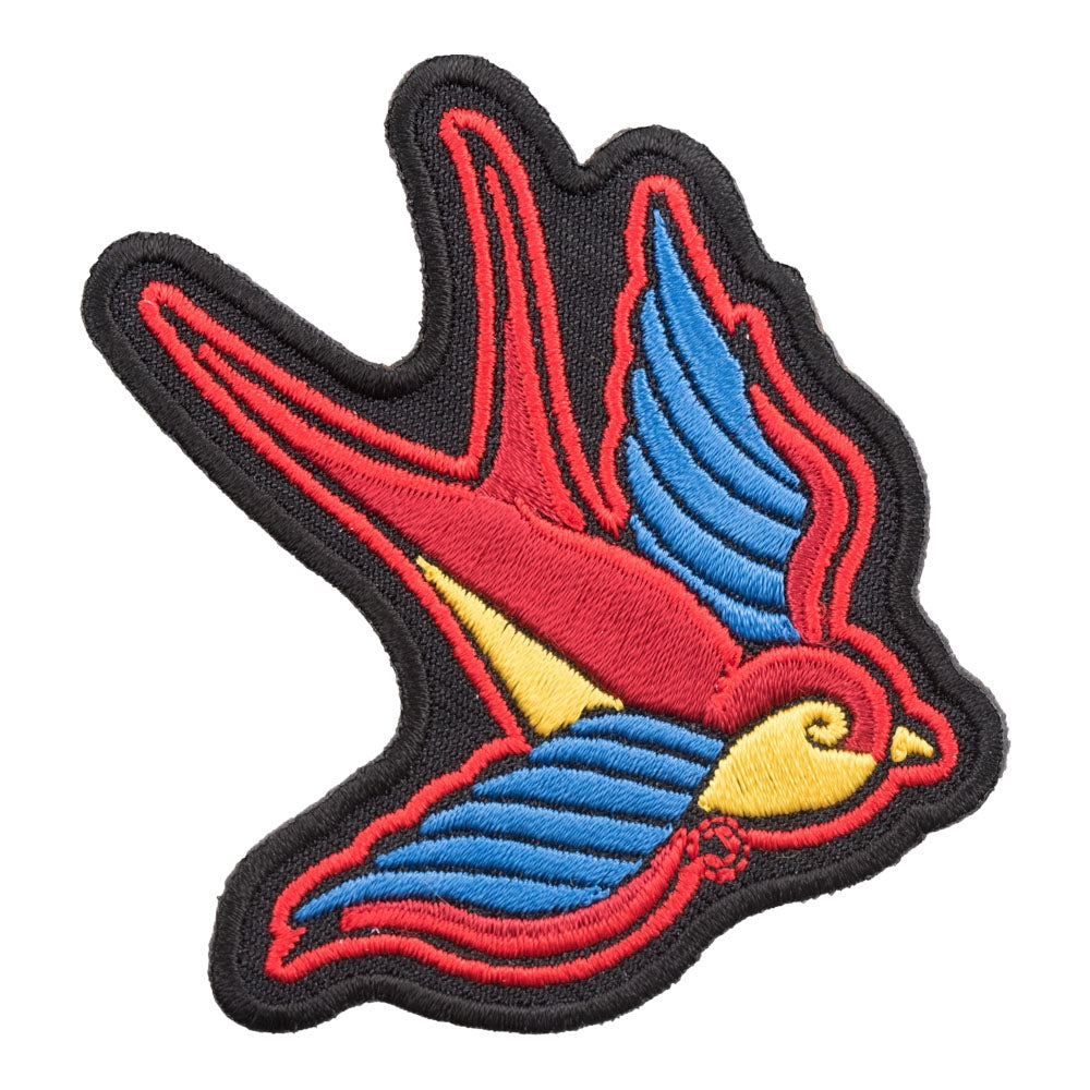 Red Sparrow Flying Right Tattoo Patch, Bird Patches — product image