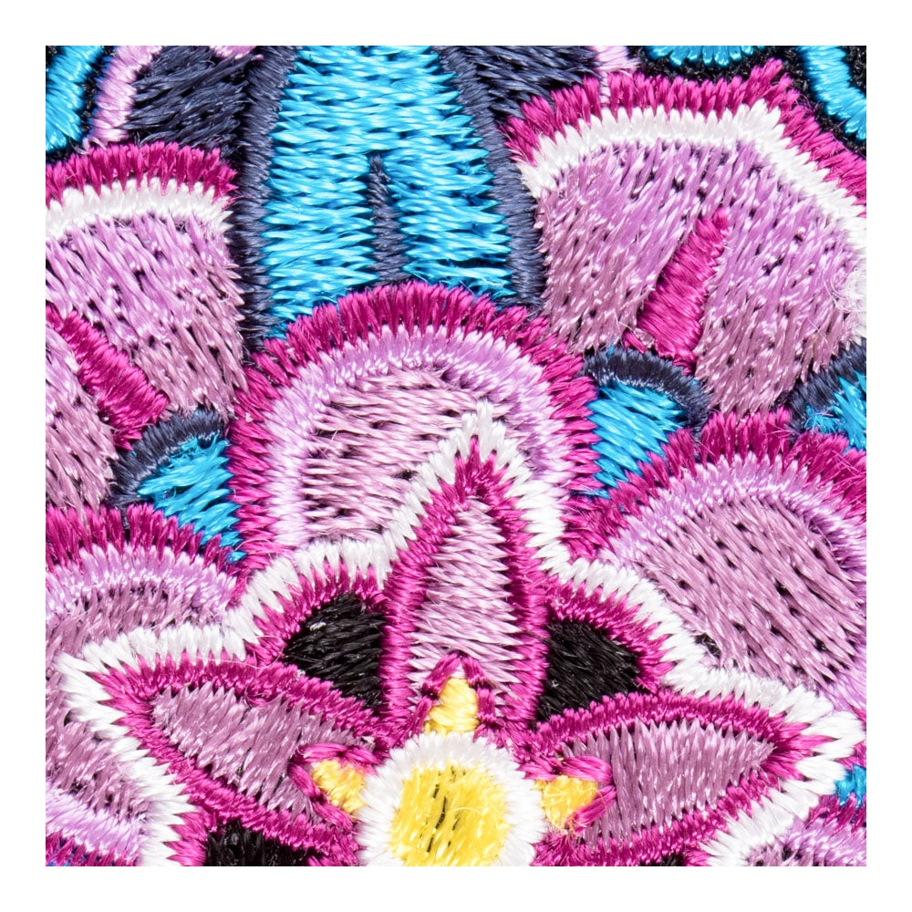 Pink And Blue Mandala Flower Patch, Ladies Flower Patches — detail view 1
