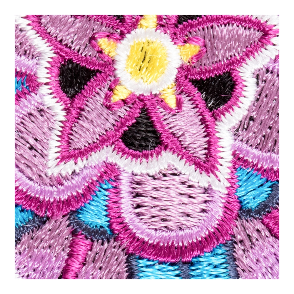 Pink And Blue Mandala Flower Patch, Ladies Flower Patches — detail view 2