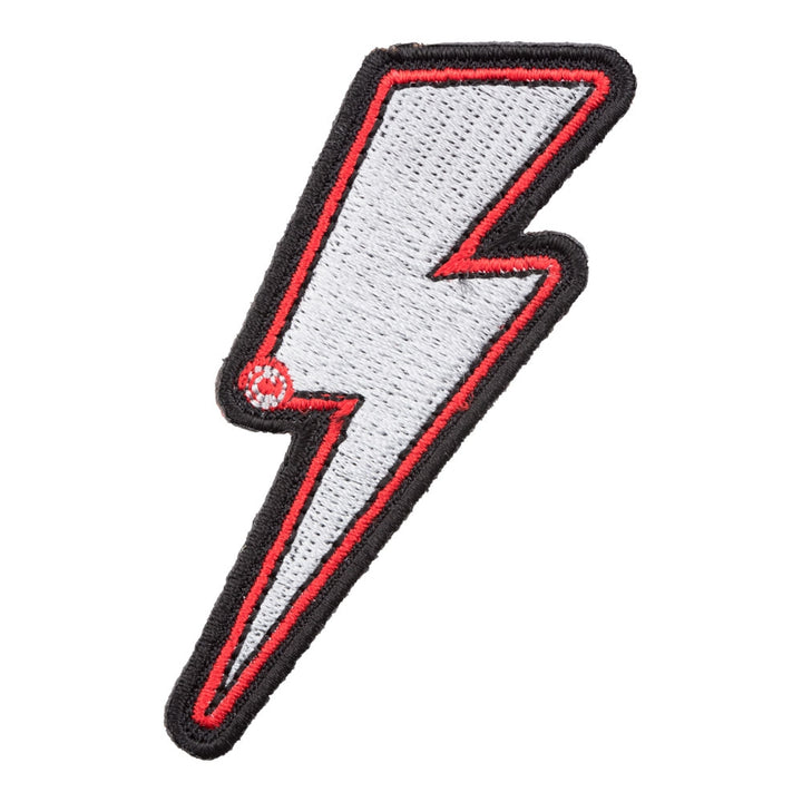 Silver Lightning Bolt Red Border Right Patch, Lightning Patches — product image