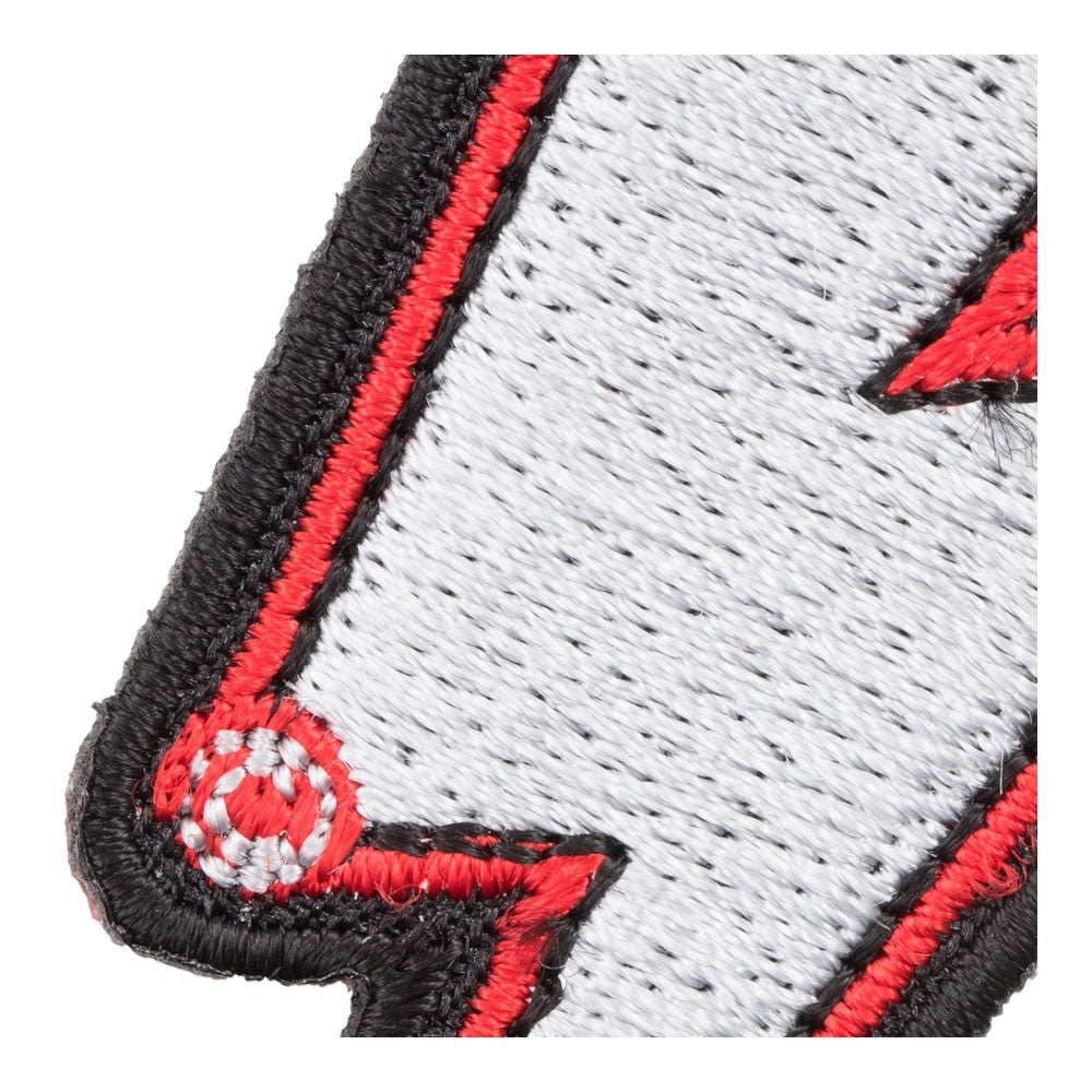 Silver Lightning Bolt Red Border Right Patch, Lightning Patches — detail view 2