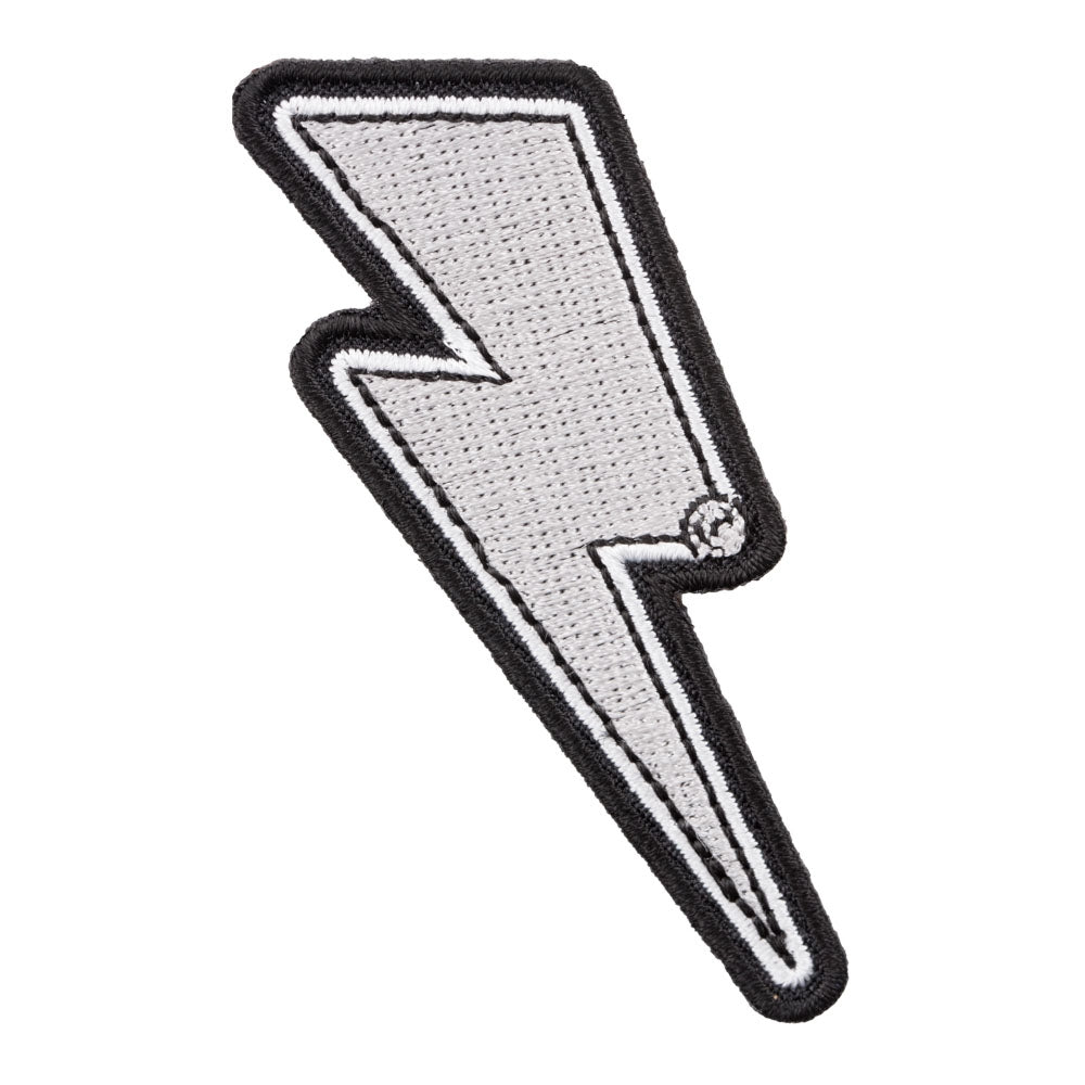 Silver Lightning Bolt White Border Left Patch, Lightning Patches — product image