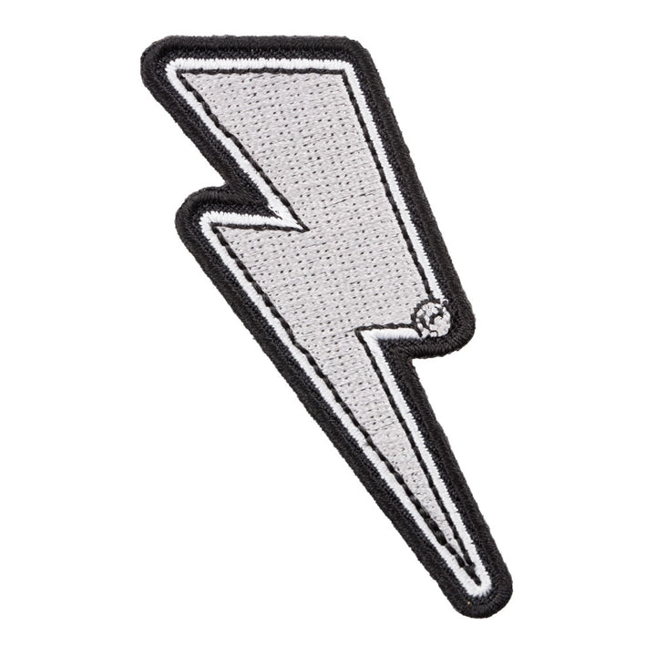 Silver Lightning Bolt White Border Left Patch, Lightning Patches — product image