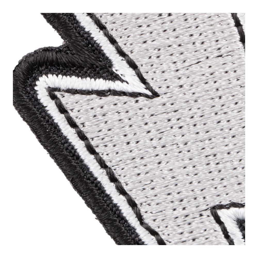Silver Lightning Bolt White Border Left Patch, Lightning Patches — detail view 2