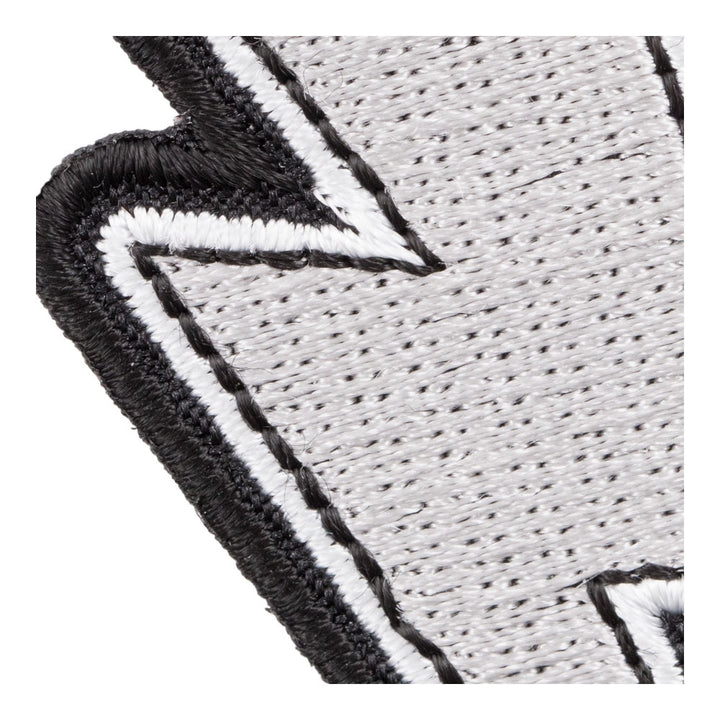 Silver Lightning Bolt White Border Left Patch, Lightning Patches — detail view 2