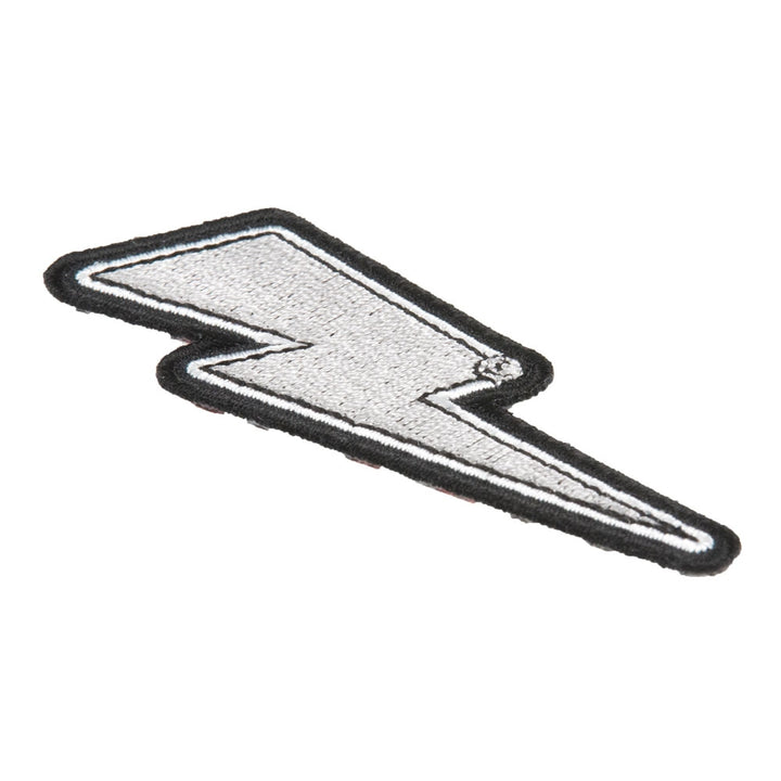 Silver Lightning Bolt White Border Left Patch, Lightning Patches — detail view 1
