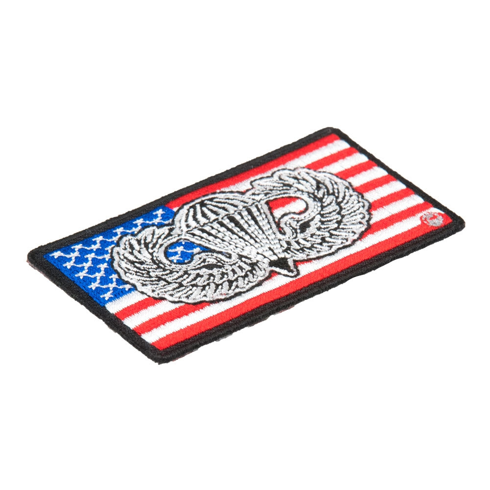 American Flag Paratrooper Jump Wings Patch, US Flag Patches — detail view 1