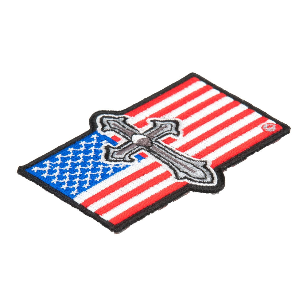 Silver Cross American Flag Patch, Patriotic US Flag Patches — detail view 2