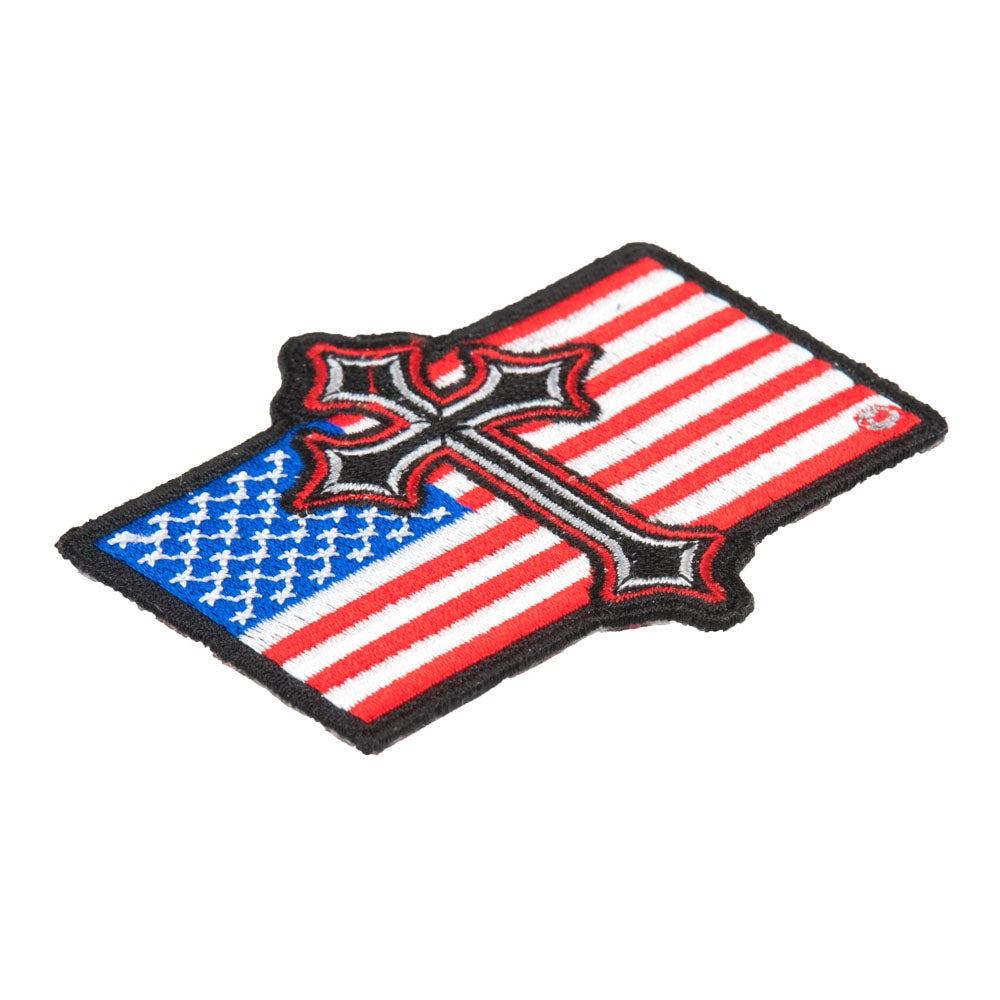 Black Cross American Flag Patch, Patriotic US Flag Patches — detail view 1