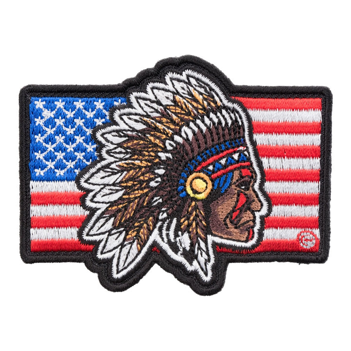 Tribal Chief American Flag Patch, Patriotic US Flag Patches — product image