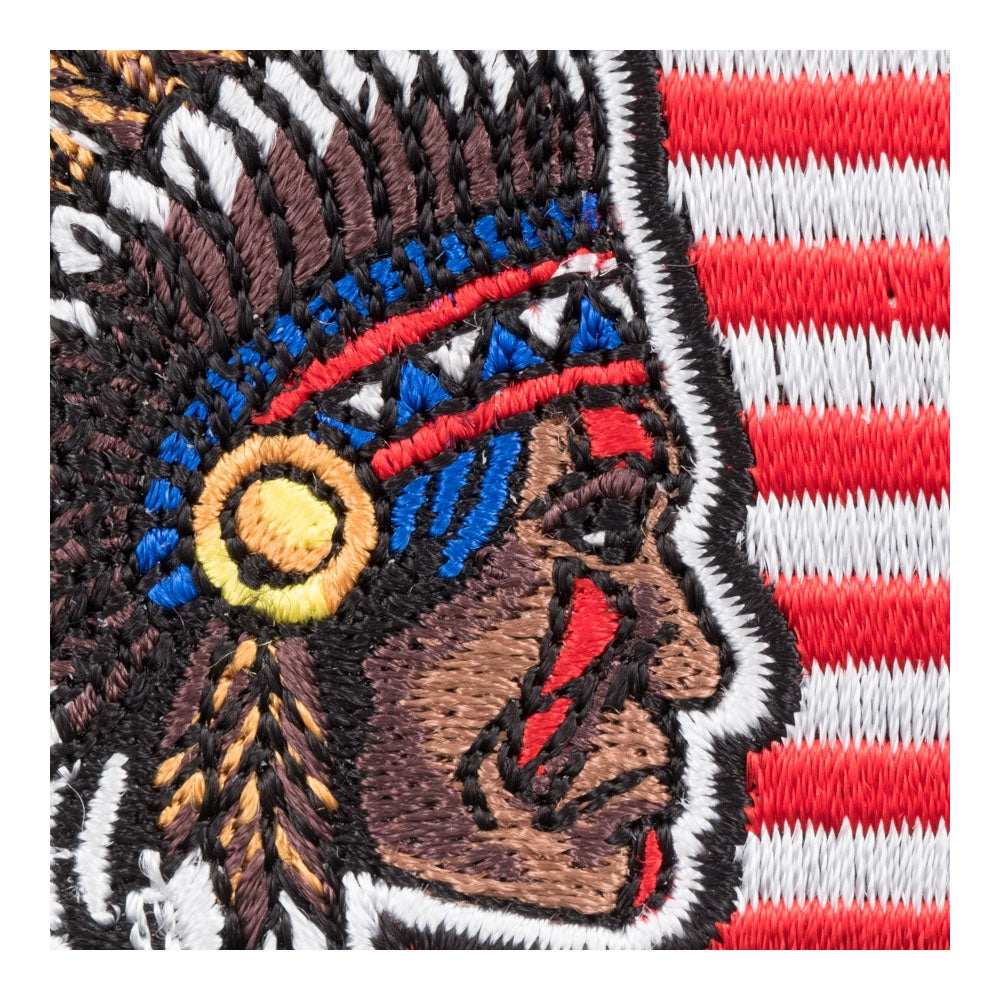 Tribal Chief American Flag Patch, Patriotic US Flag Patches — detail view 2