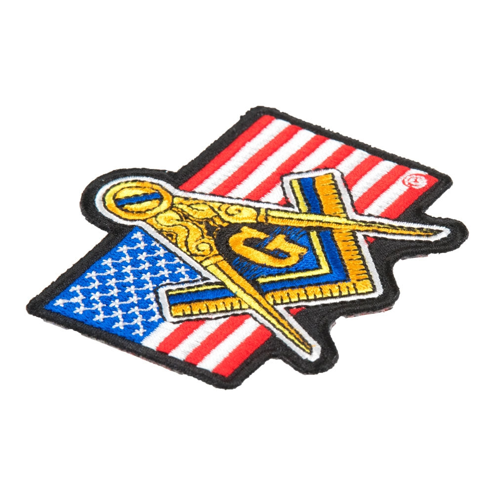 Masonic Emblem American Flag Patch, Patriotic US Flag Patches — detail view 1