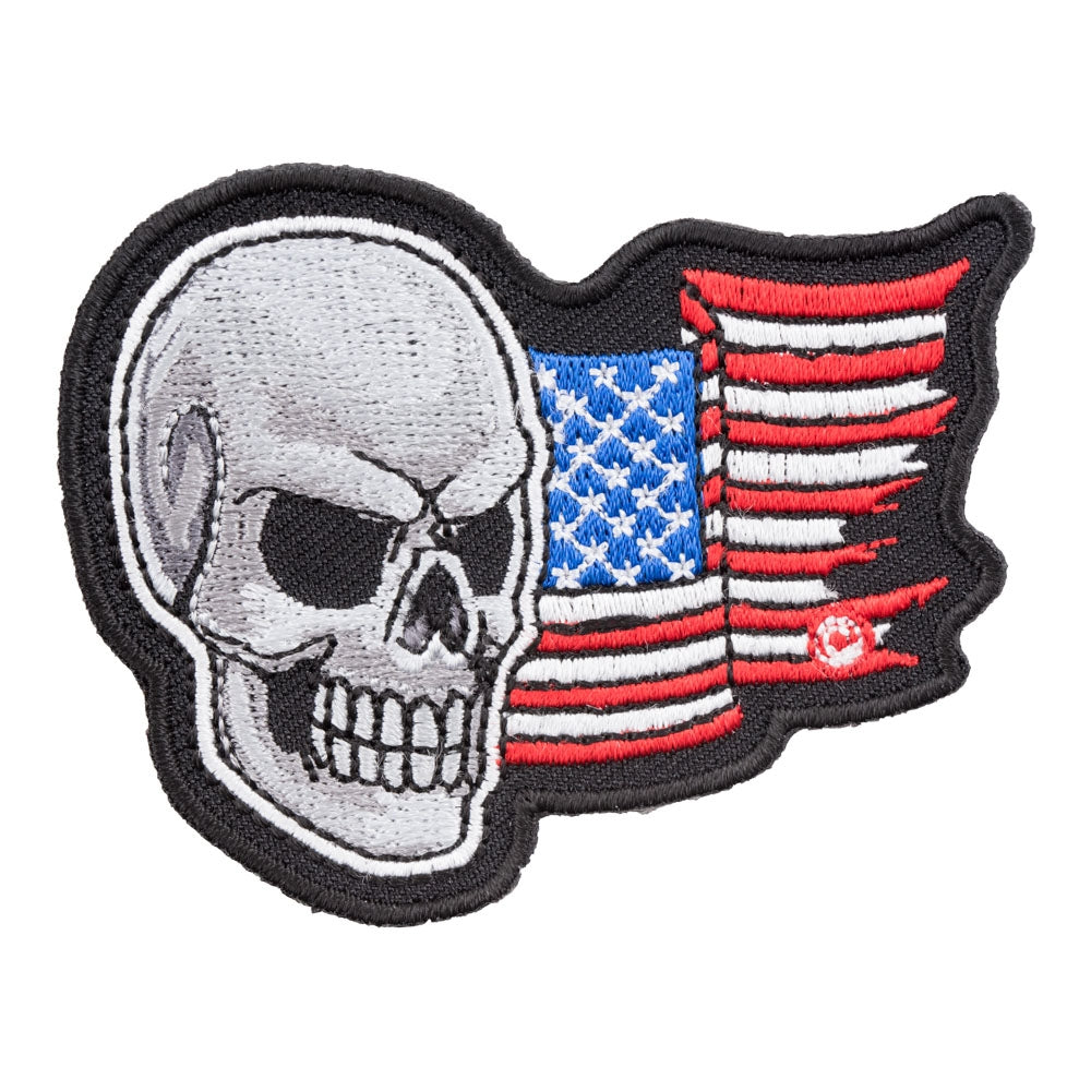 Waving American Flag Skull Patch, Patriotic US Flag Patches — product image
