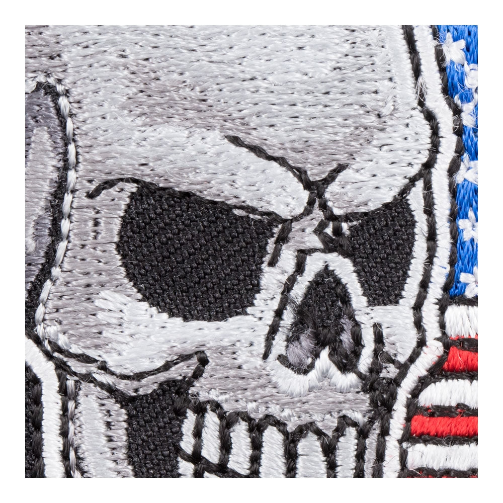 Waving American Flag Skull Patch, Patriotic US Flag Patches — detail view 1