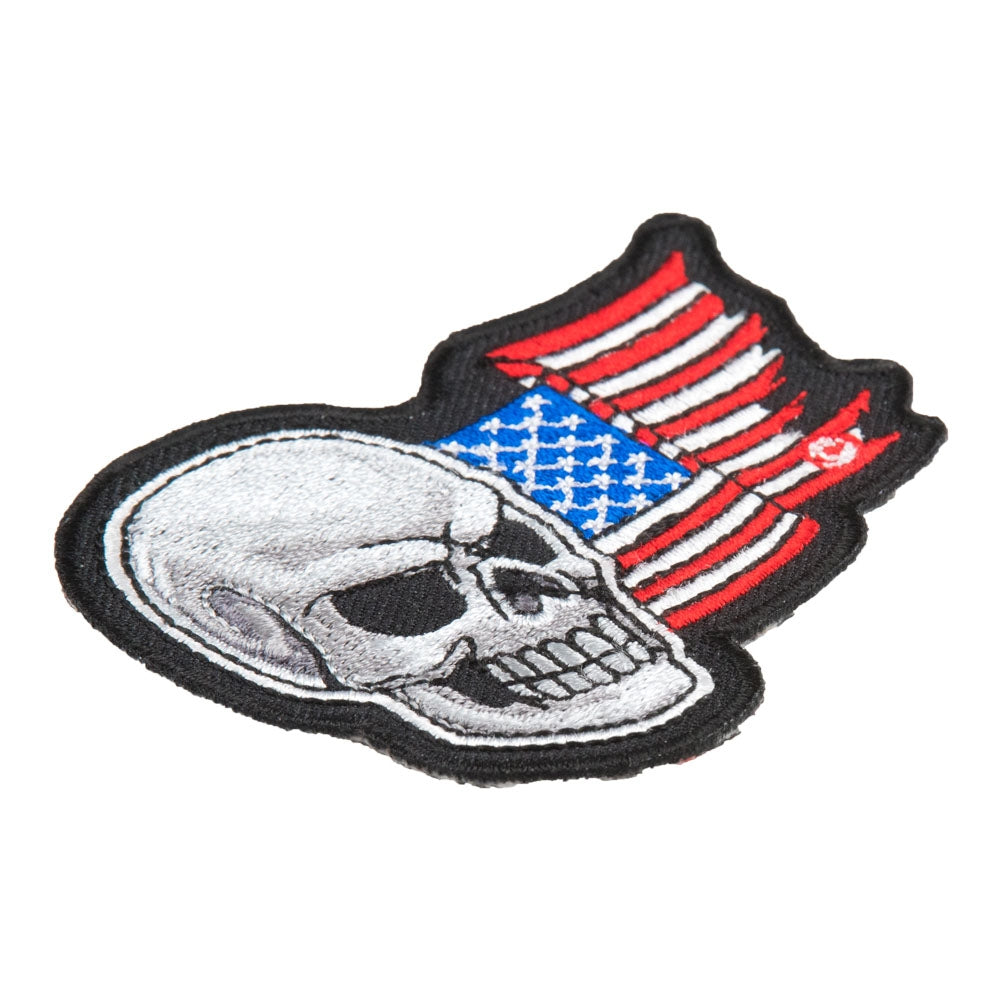 Waving American Flag Skull Patch, Patriotic US Flag Patches — detail view 2