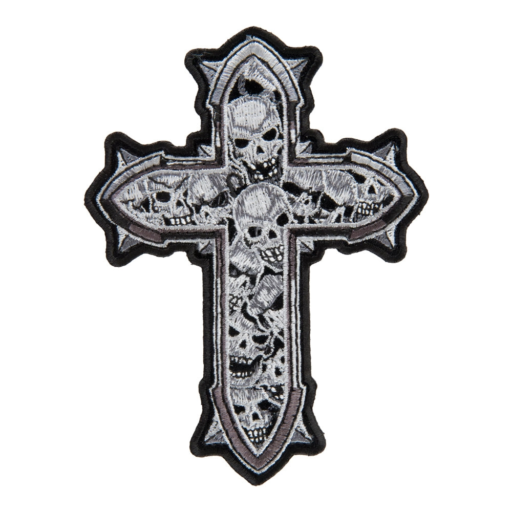 Subdued Gray Skulls Cross Patch, Medium Size — product image