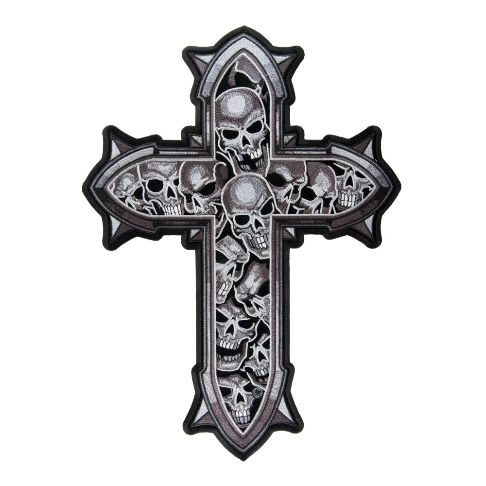 Subdued Gray Skulls Cross Patch, Large Size — product image