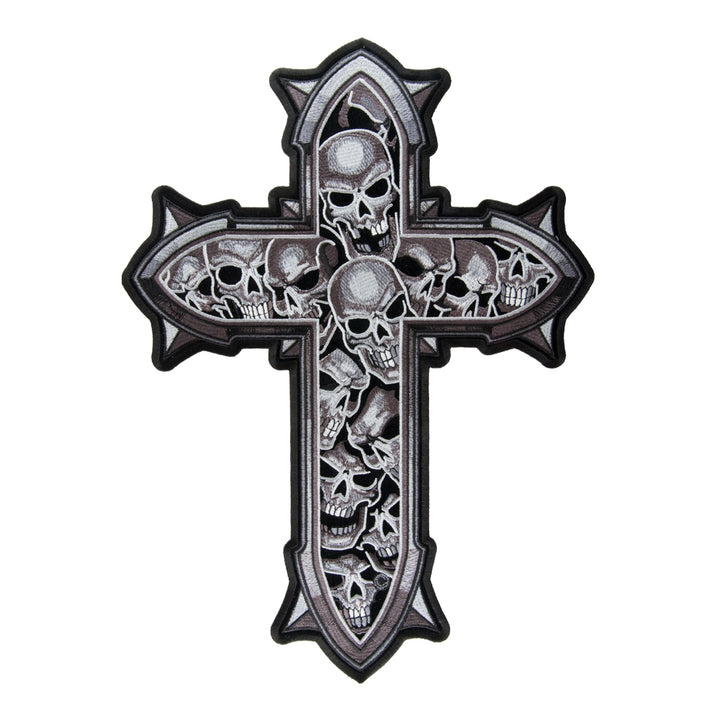 Subdued Gray Skulls Cross Patch, Large Size — product image