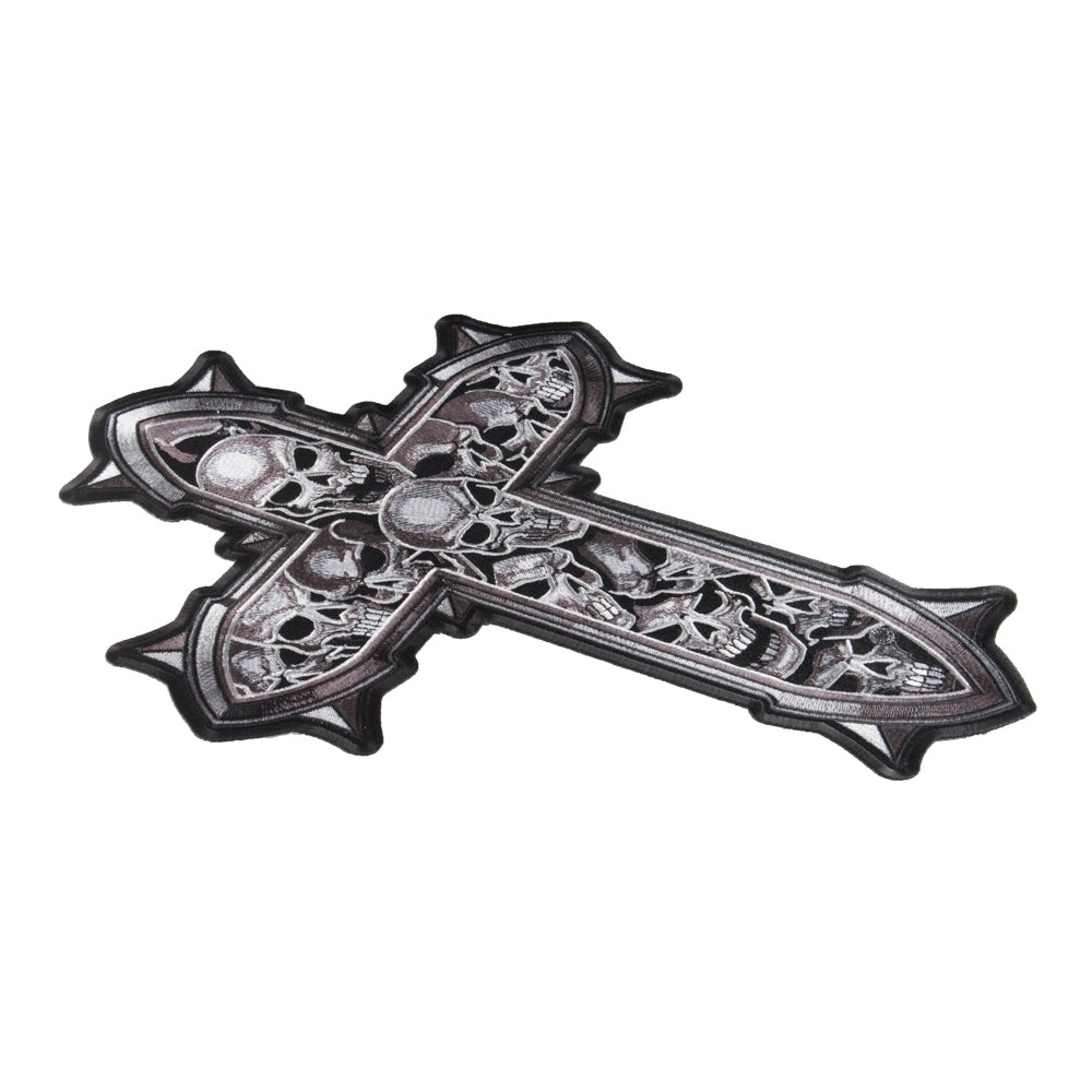 Subdued Gray Skulls Cross Patch, Large Size — detail view 2