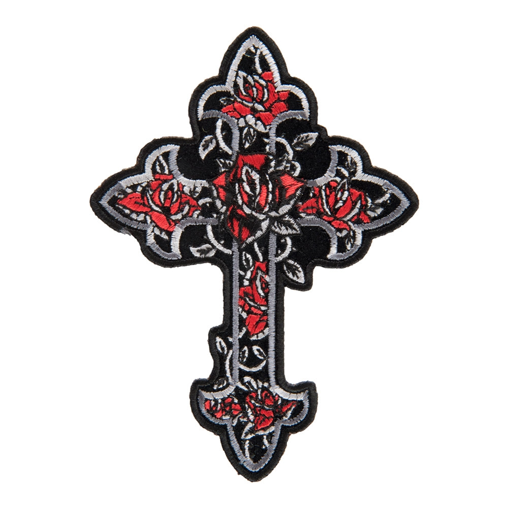 Red Climbing Roses Cross Patch, Small Size — product image