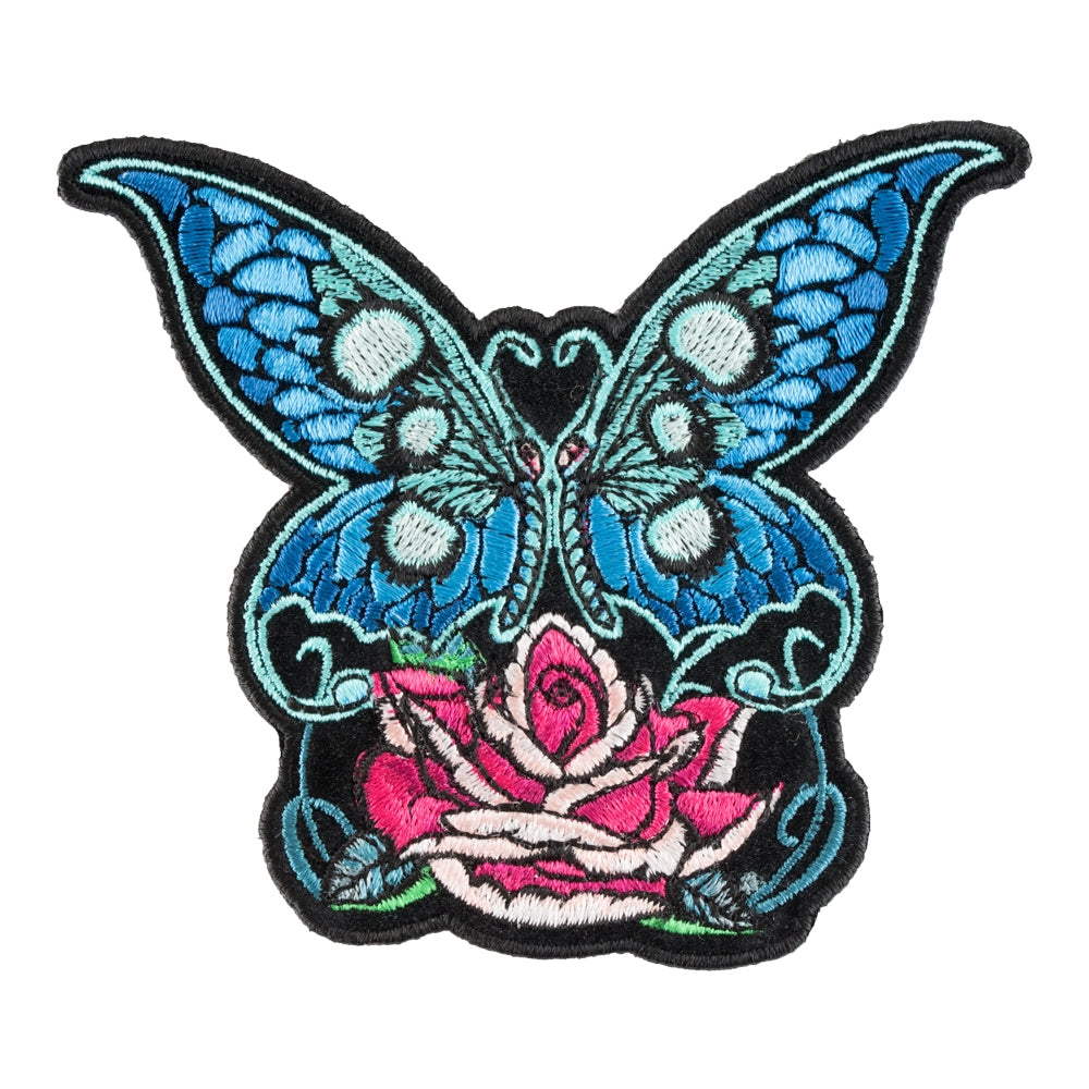 Blue Morpho Butterfly And Rose Patch, Small Size — product image
