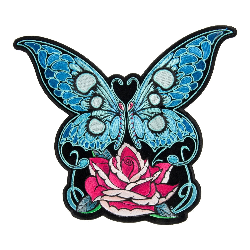 Blue Morpho Butterfly And Rose Patch, Large Size — product image