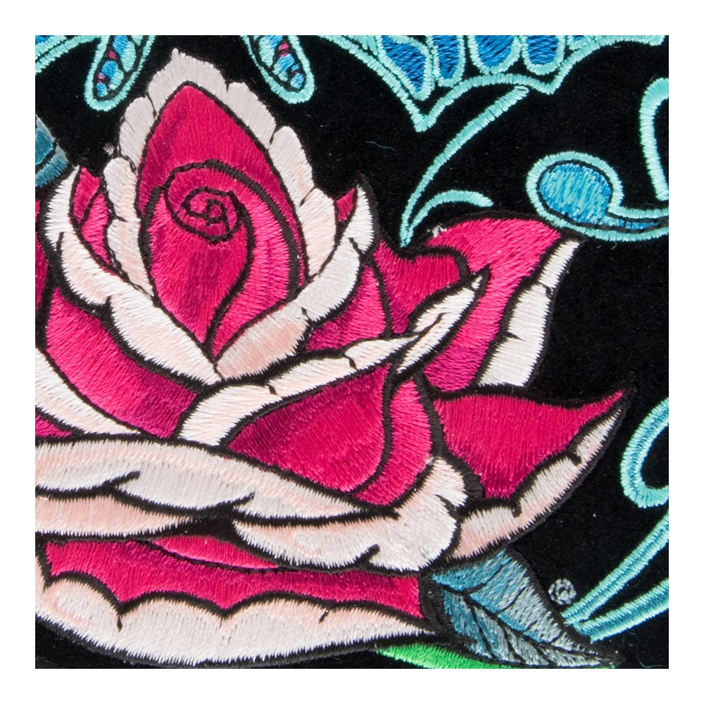 Blue Morpho Butterfly And Rose Patch, Large Size — detail view 1