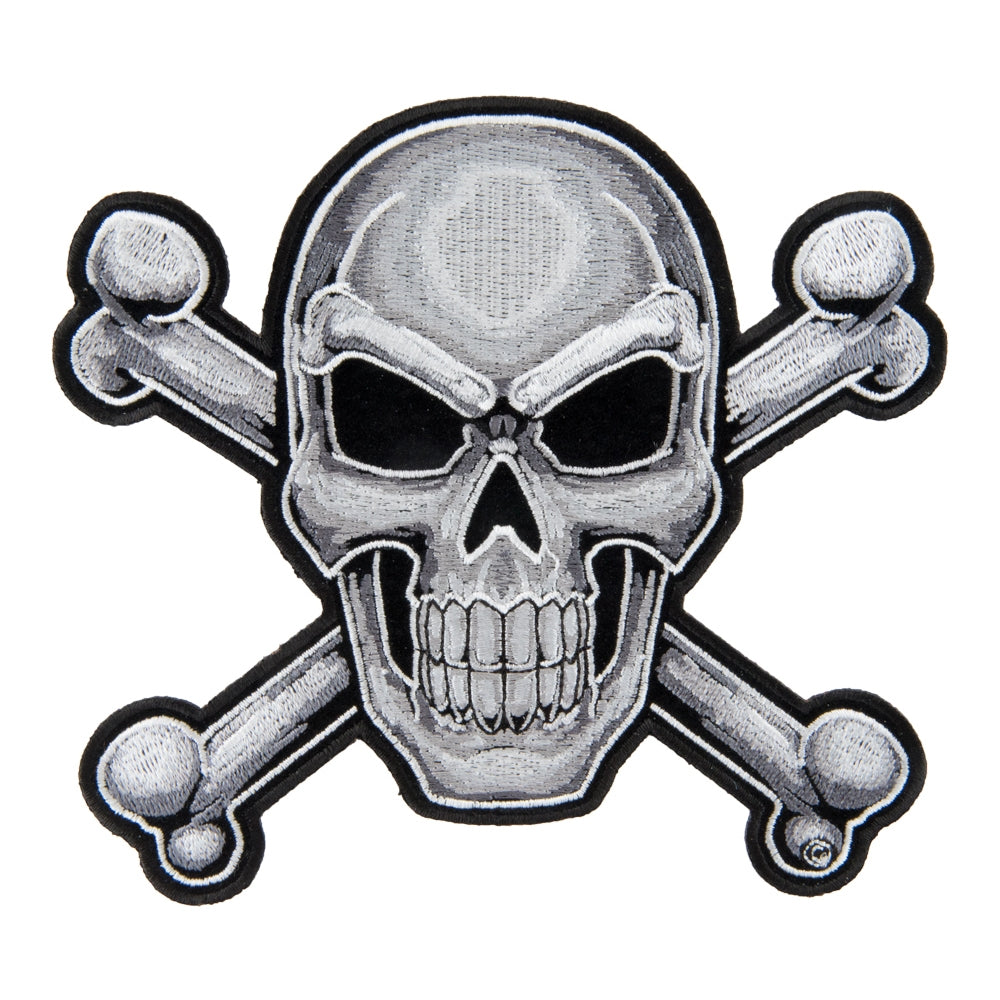 Gray Subdued Skull & Crossbones Patch, Medium Size — product image