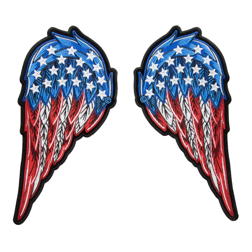 American Flag Split Angel Wings Patch, Large Size — product image