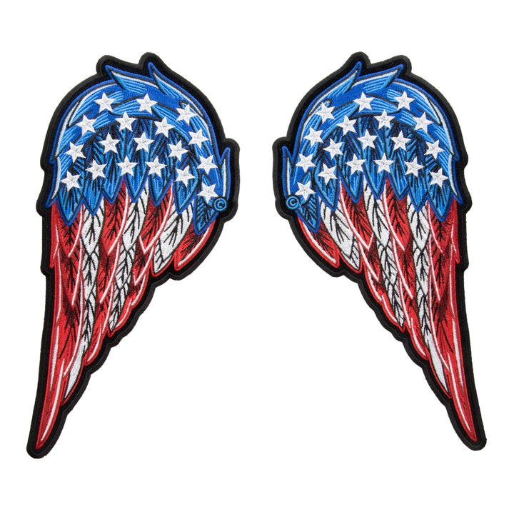 American Flag Split Angel Wings Patch, Large Size — product image