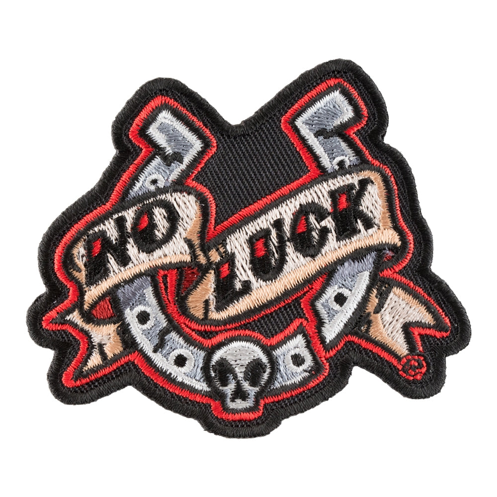 No Luck Skulled Horse Shoe Patch, Lucky Patches — product image