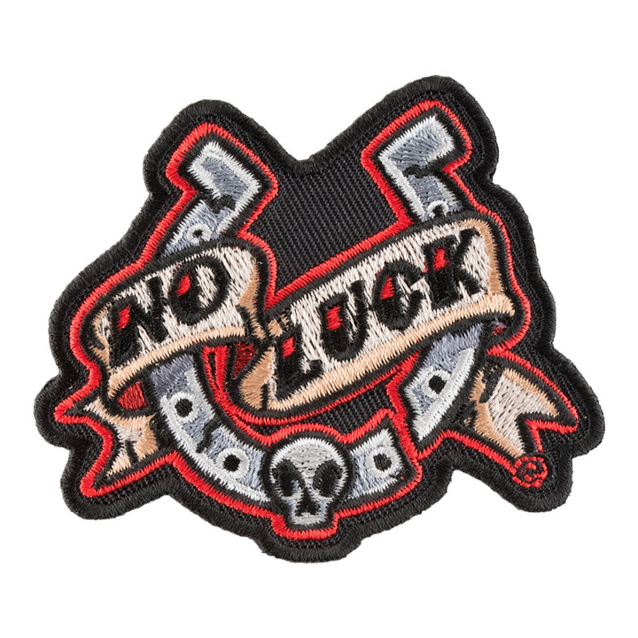 No Luck Skulled Horse Shoe Patch, Lucky Patches — product image