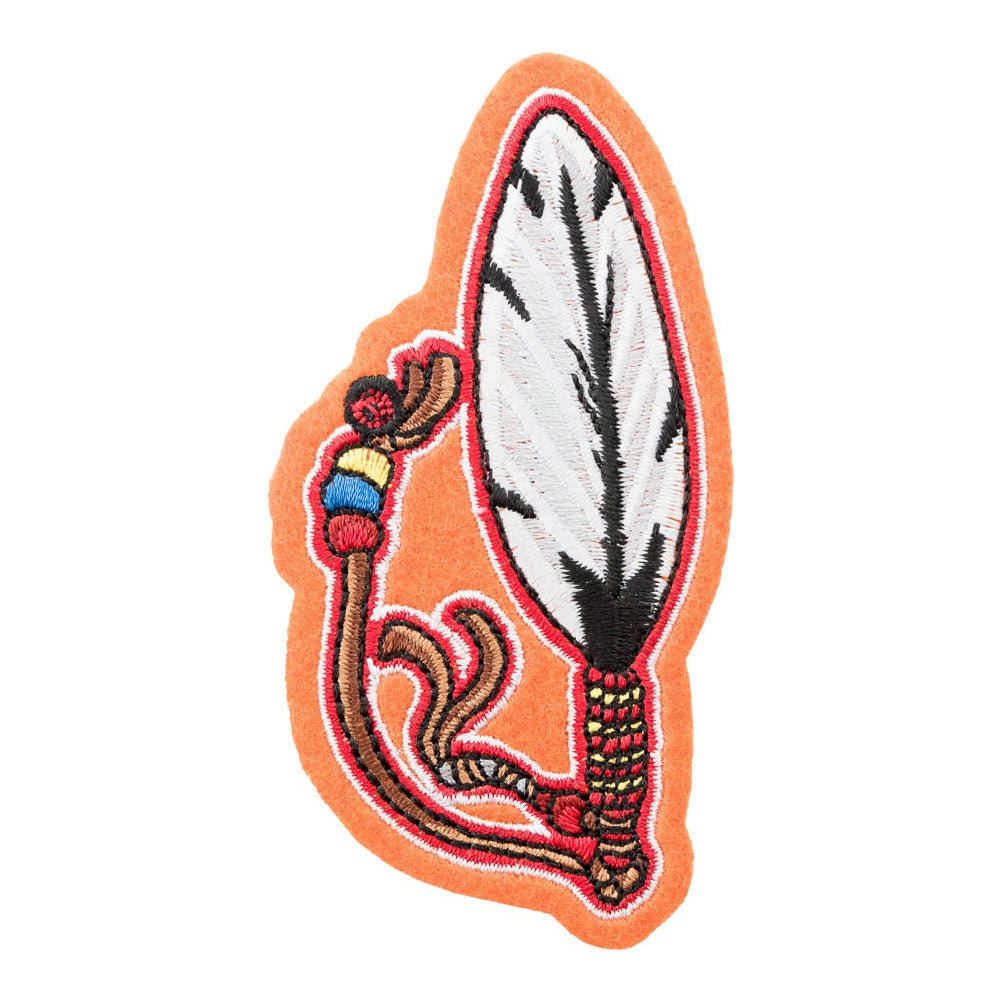 Indian White Feather Orange Patch, Native American Patches — product image