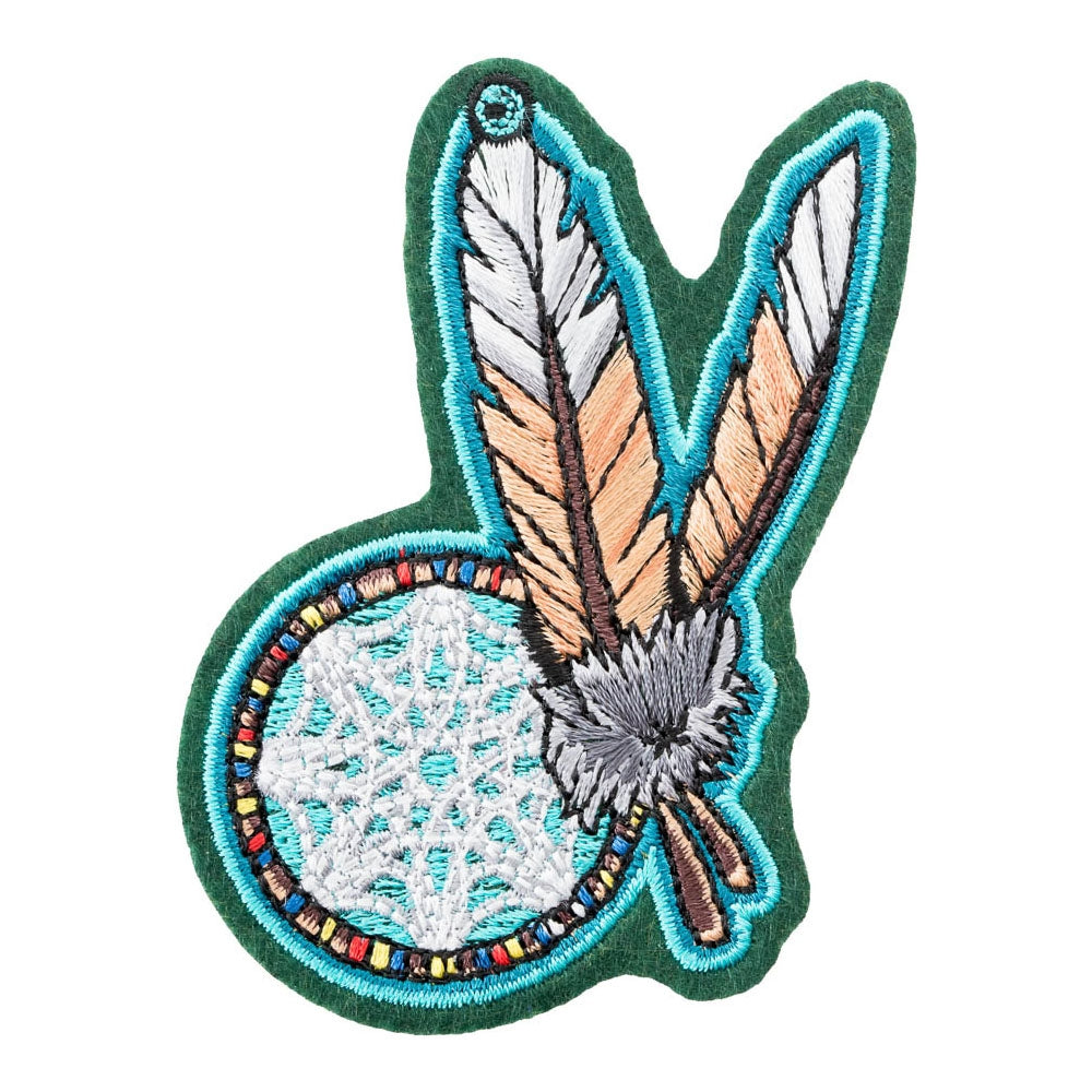 Dual Feathers Dreamcatcher Patch, Native American Patches — product image